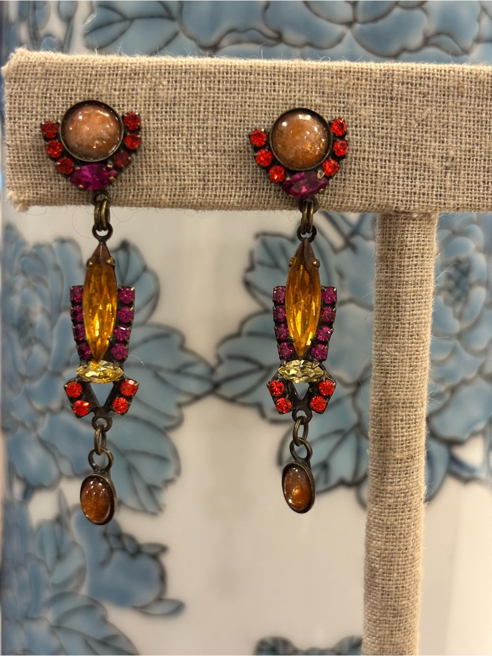 Sorrelli Gold and Multi-Color Crystal Drop Earrings